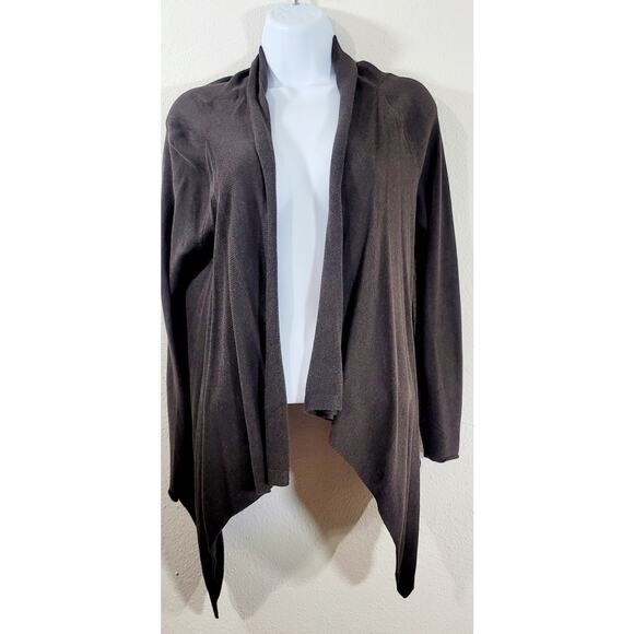 Old Navy Brown Draped Open Front Cardigan Sweater Small Pointed Hem Lightweight - Picture 1 of 6